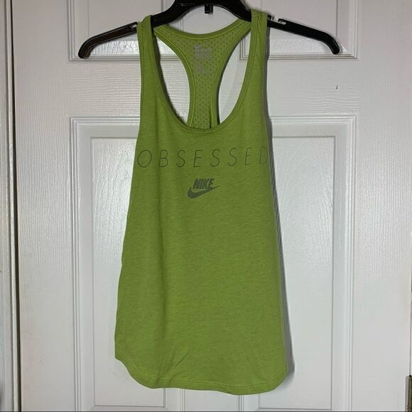 Nike Tops - ‎Nike Tee~Women's~”Obsessed”~Mint Green~Athletic Racer Back Tank Top~Sz M